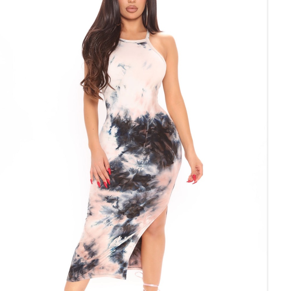 Elegant Tie-Dye Midi Dress